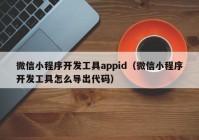 微信小程序開(kāi)發(fā)工具appid（微信小程序開(kāi)發(fā)工具怎么導出代碼）